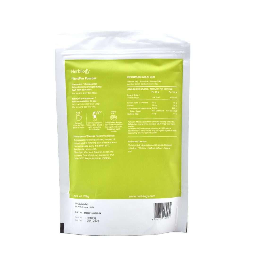 HBY Plantpro Unflavoured Pea Isulate Powder 280 g Bali Direct Free