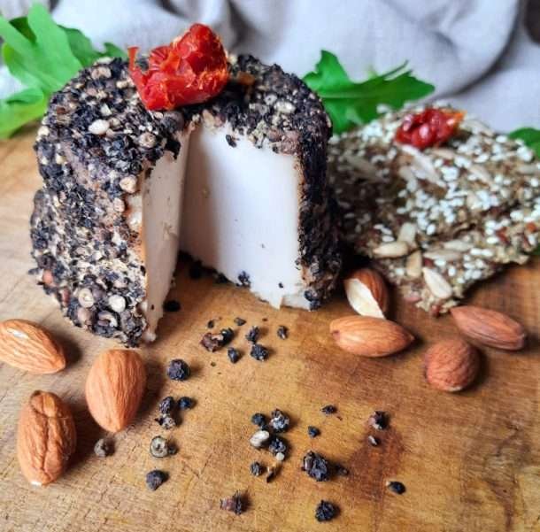 Black pepper Vegan Cheese from Okara